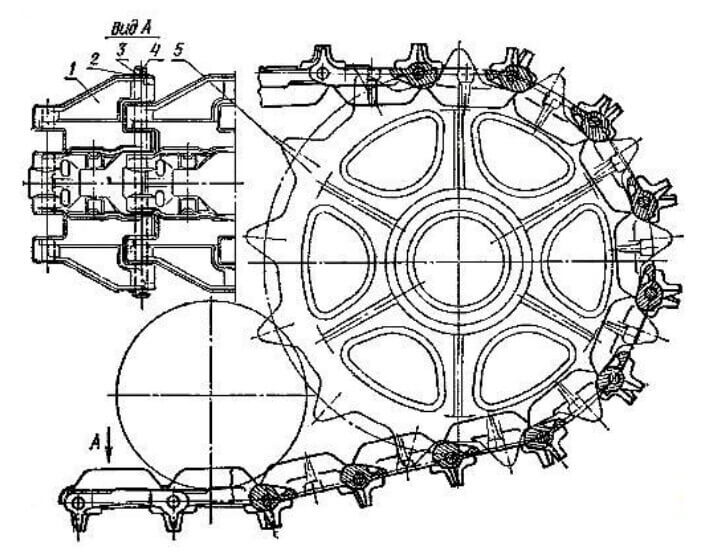 Схема гусеницы ДТ 75